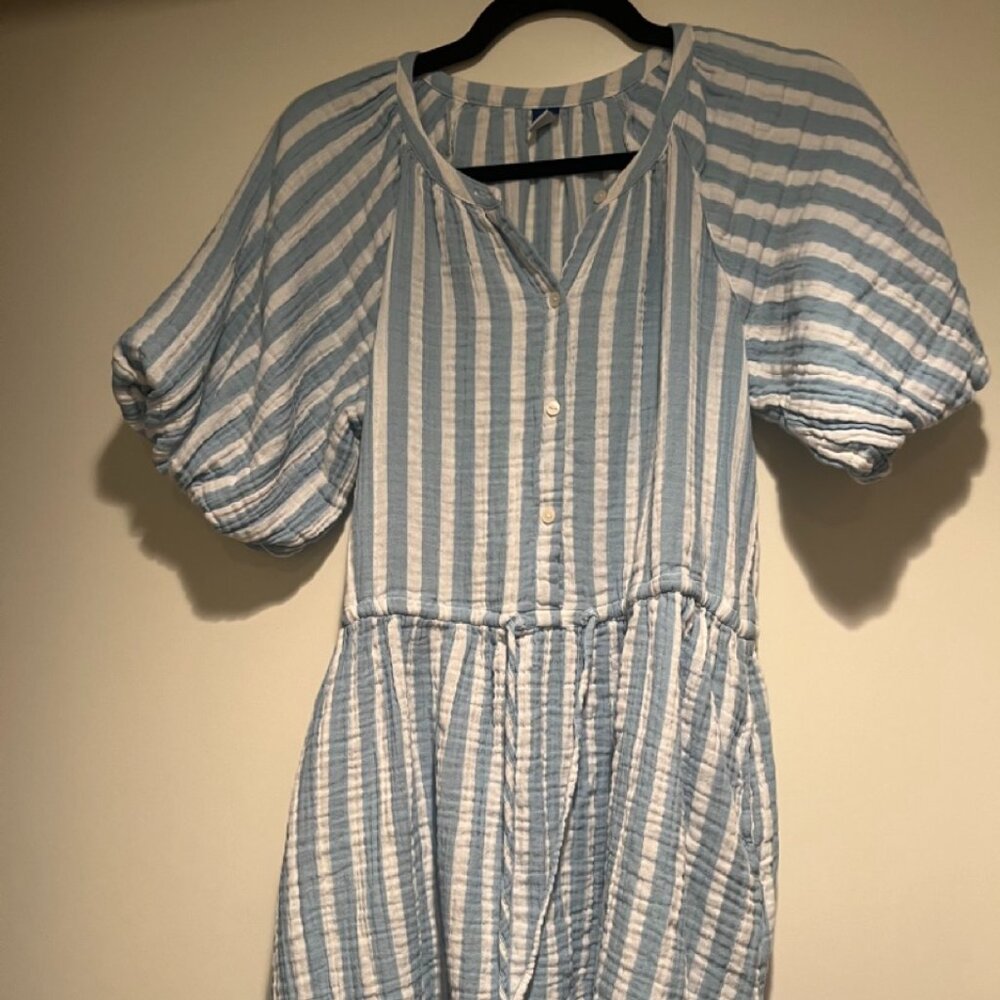 Lovely light blue and white summer cotton dress